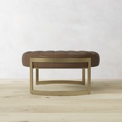 Mixed Material Round Ottoman (36.5")