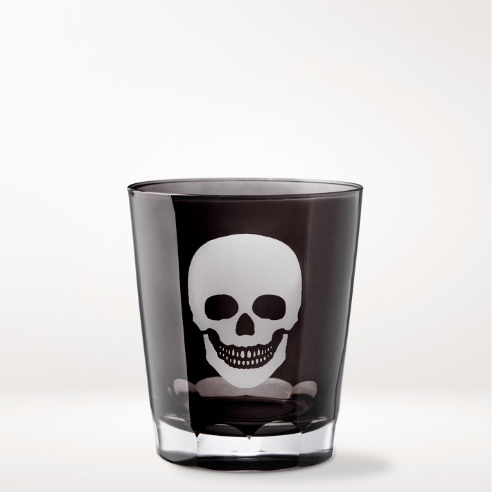 Etched Skull Double Old-Fashioned Glasses | Williams Sonoma