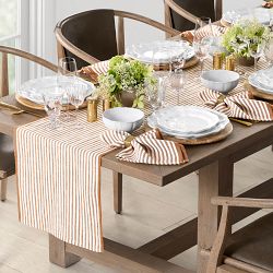 Ticking Stripe Table Runner, Rust