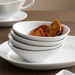 Pillivuyt Plisse Porcelain Condiment Bowls, Set of 4