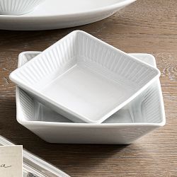 Pillivuyt Plisse Porcelain Square Nesting Dip Bowls, Set of 2
