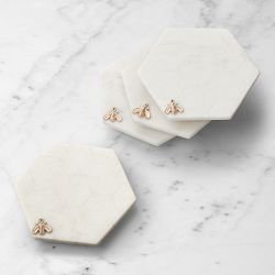 Marble Honeycomb Coasters, Set of 4