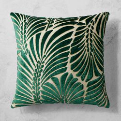 OPEN BOX: OPEN BOX Scalamandre Plumes Velvet Pillow, Green, 20" x 20"