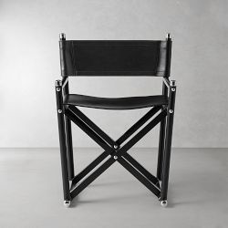 OPEN BOX: Directors Chair, Ebony, Black Leather