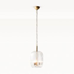 Brookfield Pendant, Ribbed Glass, Antique Brass