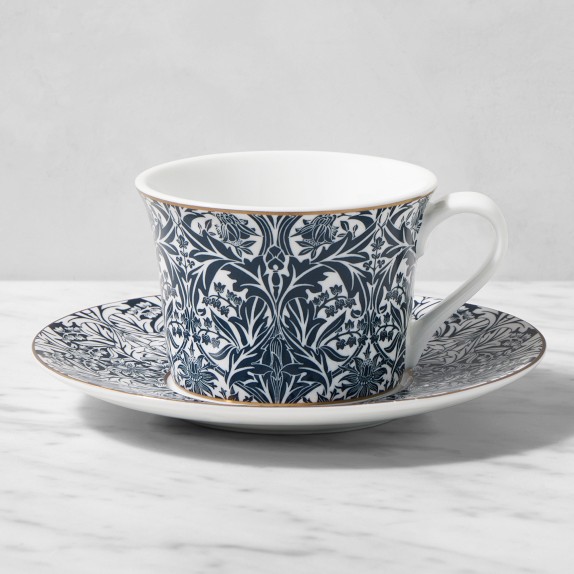Morris & Co. x Williams Sonoma Bluebell Teacup & Saucers, Set of 4