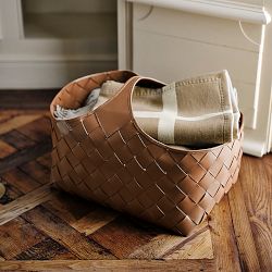 Adheira Leather Woven Basket