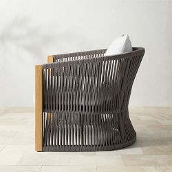 Pasadena Outdoor Teak and Brown Rope Club Chair