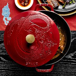 Staub Enameled Cast Iron Braiser with Dragon Lid, 2.5-Qt., Cranberry