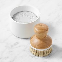 Williams Sonoma x Full Circle Bubble Up Palm Brush with Ceramic Soap Dish