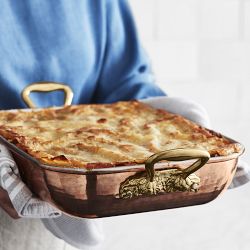 Ruffoni Historia Hammered Copper Roasting Pan with Artichoke Handle