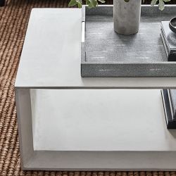 Faux Shagreen &amp; Brass Ottoman Tray, Square