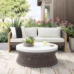 Pasadena Outdoor Teak and Brown Rope Sofa (76")