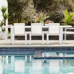 Santa Barbara White Metal Dining Table (84"-124") &amp; Dining Chair Set