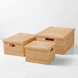 Williams-Sonoma Grande Cuisine 蓋付き　ラタンの籠 Rattan Storage Baskets & Bags | Williams Sonoma