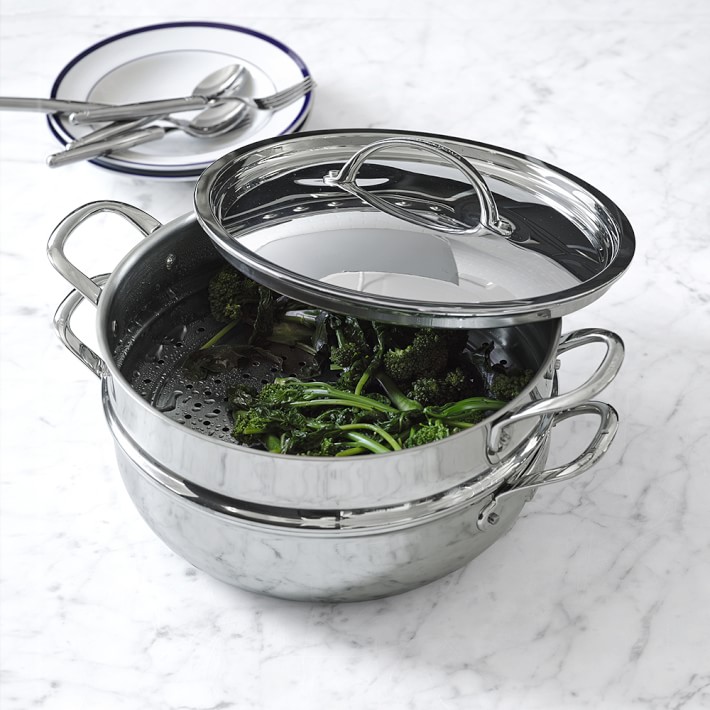 WILLIAMS-SONOMA ステンレス鍋 蓋付き 中型 Williams Sonoma Thermo-Clad™ 15-Piece Cookware Set | Williams Sonoma
