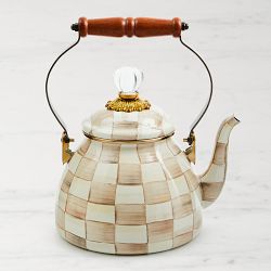 MacKenzie-Childs Mocha Check Tea Kettle, 2-Qt