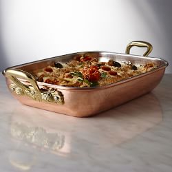 Ruffoni Historia Hammered Copper Roasting Pan with Artichoke Handle