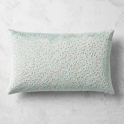 OPEN BOX:  Scalamandre Corralina Velvet Pillow: 14x22 in, Lagoon