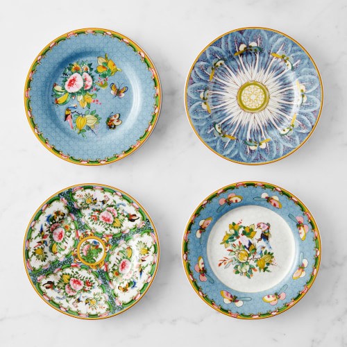 Famille Rose Appetizer Plates, Set of 4, Blue