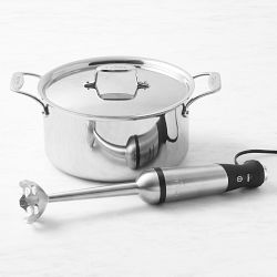 All-Clad D5® Polished Stainless-Steel Stock Pot with Immersion Blender, 8-Qt.
