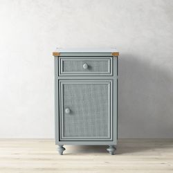 OPEN BOX: Sylvie Cane Nightstand, Dusty Blue