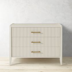 OPEN BOX: Lewis 3 Drawer Nightstand, Bone, Antique Brass