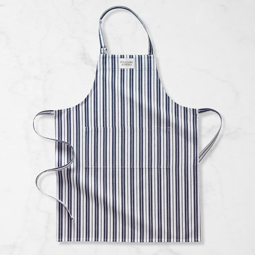 Williams Sonoma Classic Stripe Logo Apron, Navy Blue