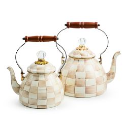 MacKenzie-Childs Mocha Check Tea Kettle