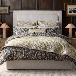 Irving Box-Tufted Upholstered Bed &amp; Headboard