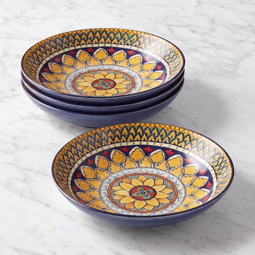 Sicily Ceramic Pasta Bowls, Set of 4