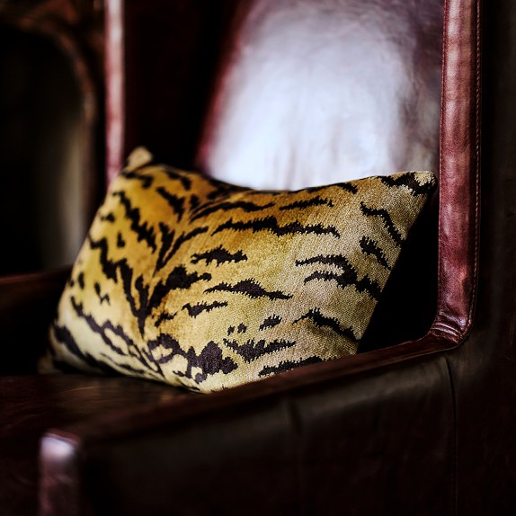 MASU PRINT VELOUR NECK PILLOW■G0803 Scalamandre Animal Throw Pillow | Williams Sonoma