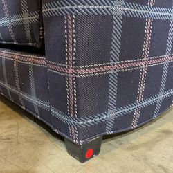 OPEN BOX: Bedford Recliner, Standard, Plaid, Navy And Plum With Welting, Ebony