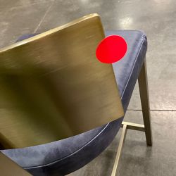 OPEN BOX: Emma Counter Stool, Standard, Milano Distressed Leather, Blue, Antique Brass
