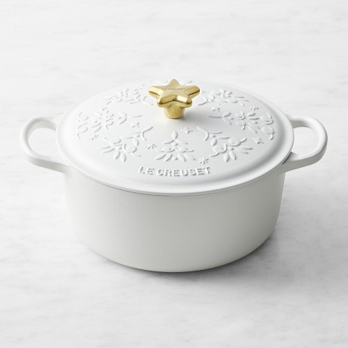 Le Creuset Signature Enameled Cast Iron Holiday Tree Round Dutch Oven, 4.5-Qt., Matte White