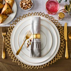 Pillivuyt Plisse Gold Porcelain Dinner Plates