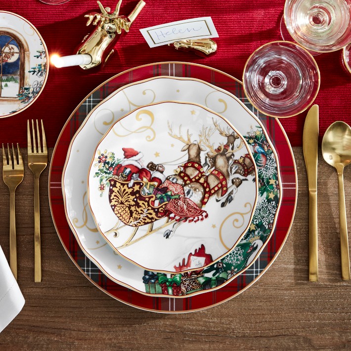 【新品】　WILLIAMS-SONOMA クリスマスプレート Twas The Night Before Christmas Salad Plates | Williams Sonoma