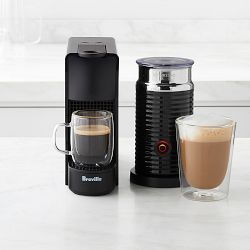 Nespresso Essenza Mini Espresso Maker by Breville with Aeroccino, Piano Black