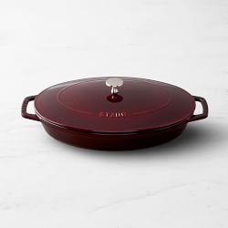 Staub Enameled Cast Iron Oval Gratin with Lid, 12.5", Grenadine