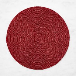 Beaded Round Placemats, Set of 4, Red