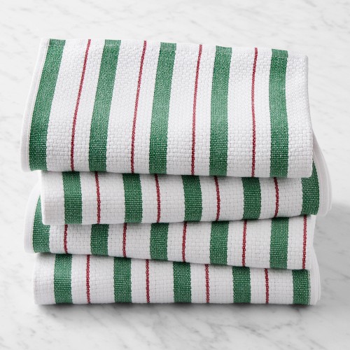 Williams Sonoma Classic Stripe Towels, Set of 4, Green & Red