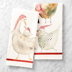 Novelty Holiday Chicken Towels, Set of 2