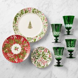 Noel 16 Piece Set (Green Dinner, Red Salad, App, Green Wilshire Goblet)(MB)