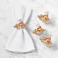WS x Kim Seybert Jeweled Reindeer Napkin Ring, Set of 4