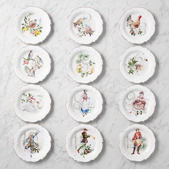 12 Days of Christmas Embossed Plates, Set of 12