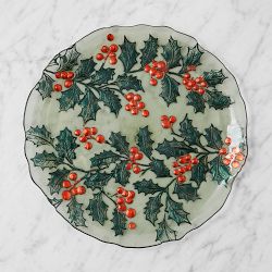 Glass Holly Leaf Charger
