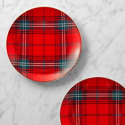 Red Tartan Salad Plates, Set of 8