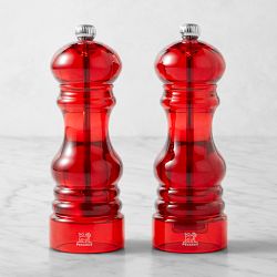 Peugeot Podium Red Acrylic Salt and Pepper Mills, 7"