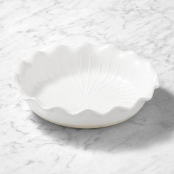 Emile Henry Ribbed Pie Dish, White