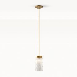 Hartford Pendant, Antique Brass, Textured Glass